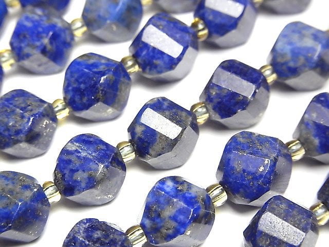 青金石 AA 扭轉刻面 10x8x8公釐 半串或1串珠子 (約14英吋/34公分)
