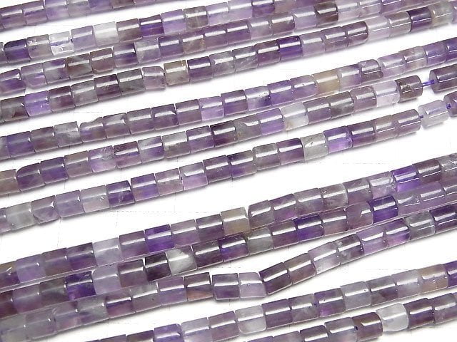 Mix Amethyst Rohr 4x4x4mm 1Strang Perlen (ca. 15 Zoll/36 cm)