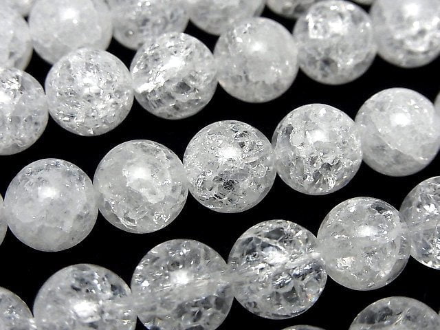 Cracked Crystal Round 10mm half or 1strand beads (aprx.14inch/34cm)