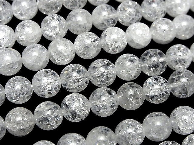 Cracked Crystal Round 10mm half or 1strand beads (aprx.14inch/34cm)