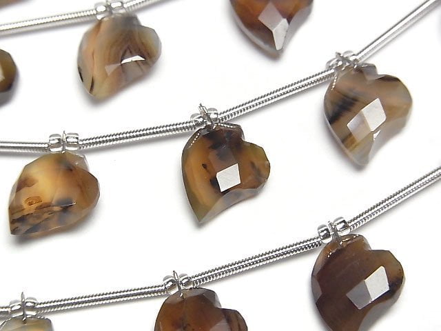 Montana Moss Agate Heart cut 13x10mm half or 1strand beads (6pcs)