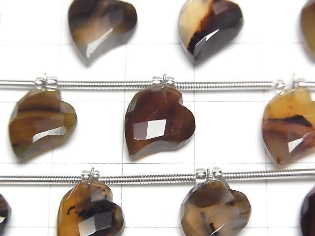 Montana Moss Agate Heart cut 13x10mm half or 1strand beads (6pcs)