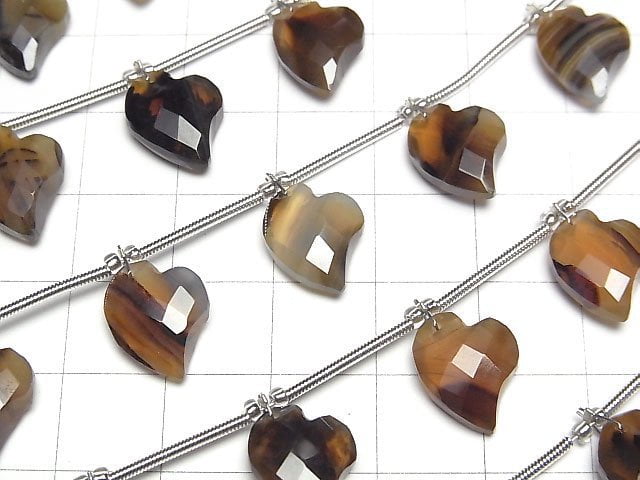 Montana Moosachat Herzschliff 13x10mm halb oder 1strang Perlen (6 Stück)