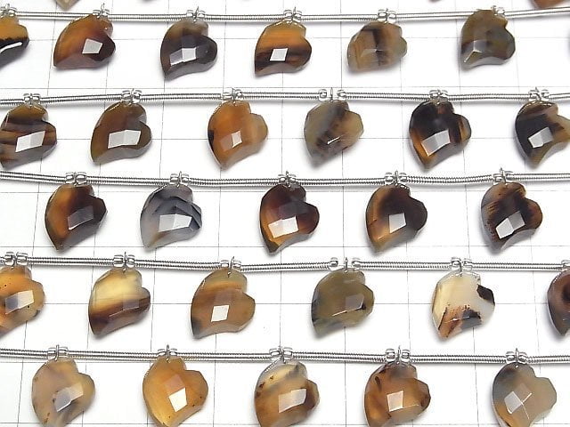 Montana Moosachat Herzschliff 13x10mm halb oder 1strang Perlen (6 Stück)
