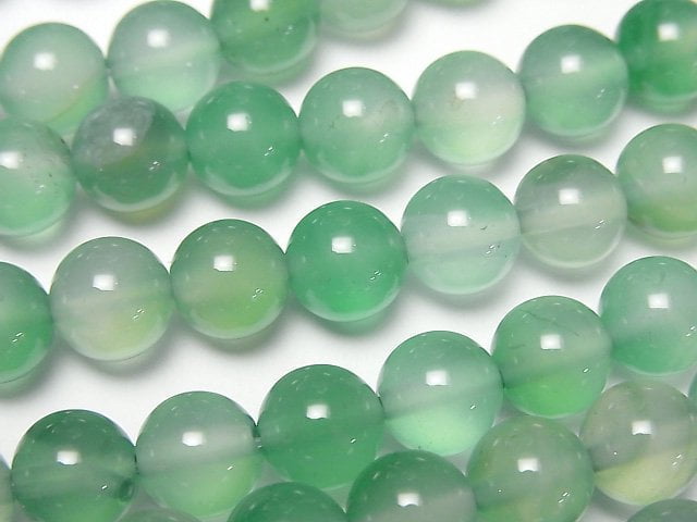 Green color Chalcedony Round 8mm 1strand beads (aprx.15inch/36cm)