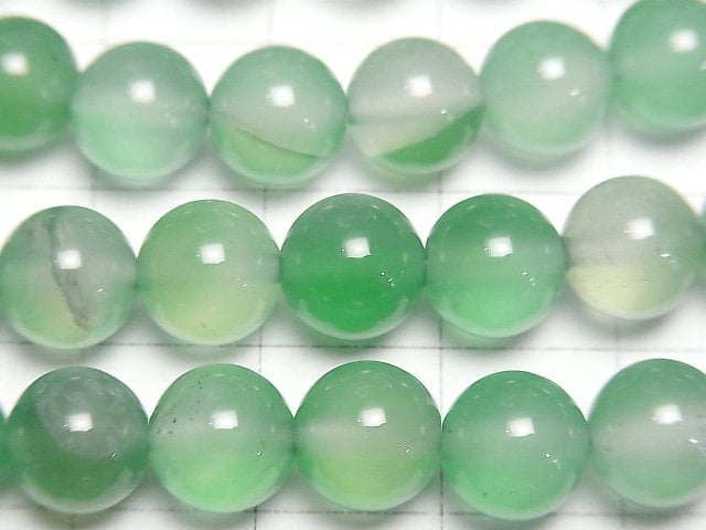 Green color Chalcedony Round 8mm 1strand beads (aprx.15inch/36cm)