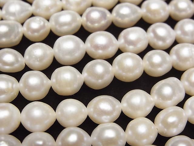 Fresh Water Pearl AA Natural Round -Rice 6mm White 1strand beads (aprx.14inch/34cm)