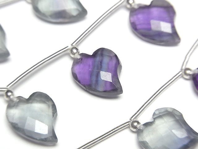 Multicolor Fluorite AAA Heart cut 13x10mm half or 1strand beads (6pcs)