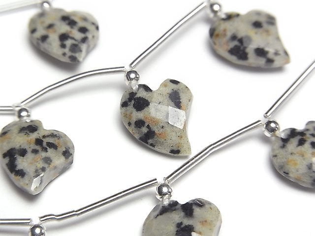 Dalmatian Jasper Heart cut 13x10mm half or 1strand beads (6pcs)