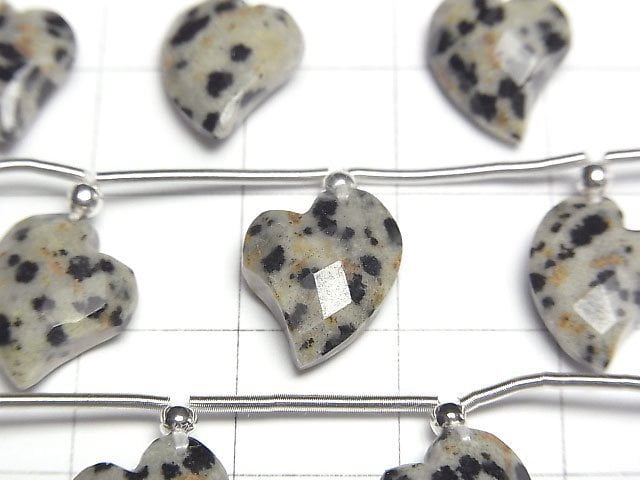 Dalmatian Jasper Heart cut 13x10mm half or 1strand beads (6pcs)