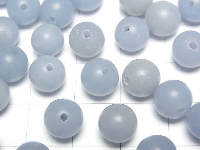 Angelite AA++ Half Drilled Hole Round 8mm 5pcs