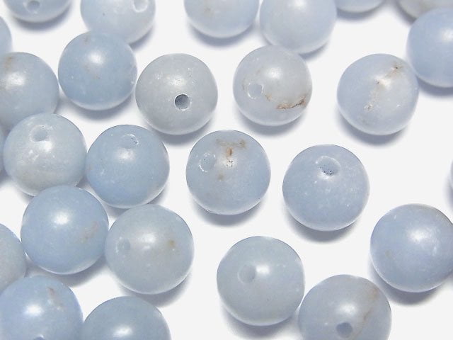 Angelite AA Half Drilled Hole Round 8mm 5pcs
