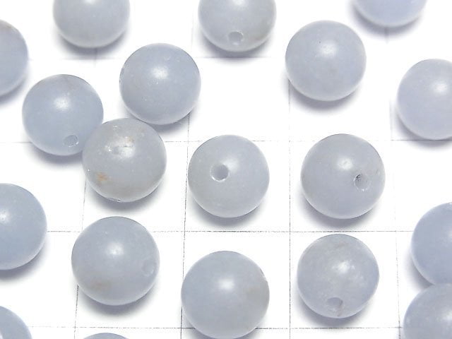 Angelite AA Half Drilled Hole Round 8mm 5pcs