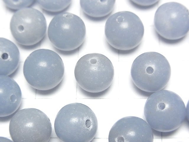 Angelite AA++ Half Drilled Hole Round 9.5mm 3pcs