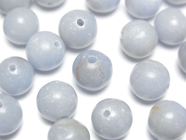 Angelite AA Half Drilled Hole Round 9.5mm 3pcs