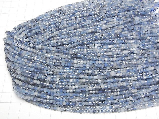 Hochwertig! Dunkelblauer Aquamarin AA+ Würfelform 3x3x3mm 1strang Perlen (ca. 15 Zoll/37 cm)