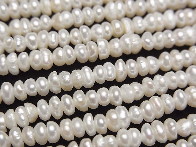 Fresh Water Pearl AA++ White Rondelle 3-4mm 1strand beads (aprx.14inch/34cm)