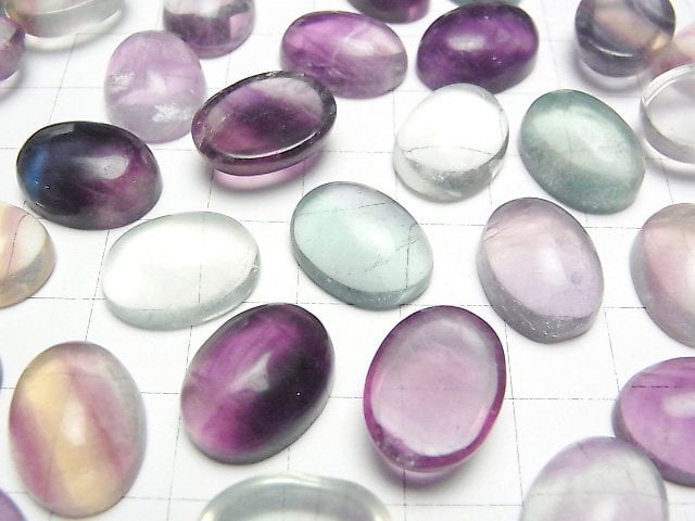 Bunter Fluorit AA++ Oval Cabochon 16x12mm 3 Stück