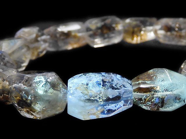 Bracelet pépite facettée unique en quartz à inclusion d'huile n°108
