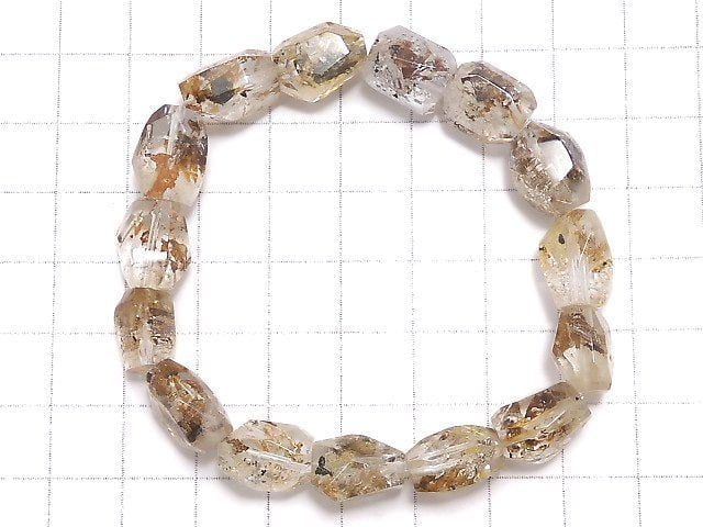 Bracelet pépite facettée unique en quartz à inclusion d'huile n°108