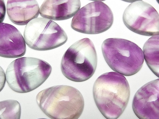 Fluorite AAA Pear shape Cabochon 17x13mm 2pcs