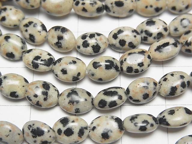Dalmatian Jasper Oval 8x6mm 1strand beads (approx. 15 inches/37 cm)
