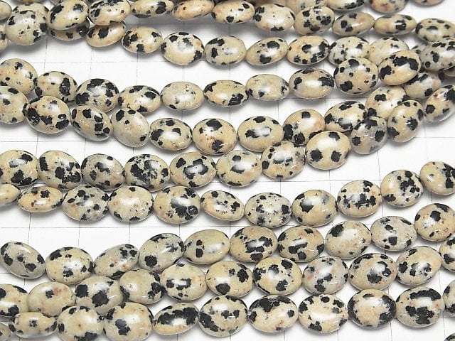 Dalmatiner-Jaspis Oval 10x8mm halb oder 1Strang Perlen (ca. 15 Zoll/37 cm)