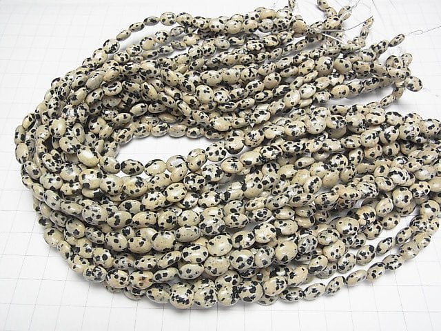 Dalmatiner-Jaspis Oval 10x8mm halb oder 1Strang Perlen (ca. 15 Zoll/37 cm)