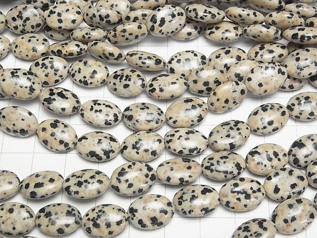 Dalmatiner-Jaspis Oval 14x10mm halb oder 1Strang Perlen (ca. 15 Zoll/37 cm)