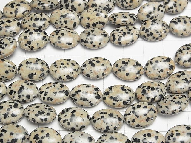 Dalmatiner-Jaspis Oval 16x12mm halb oder 1Strang Perlen (ca. 15 Zoll/37 cm)