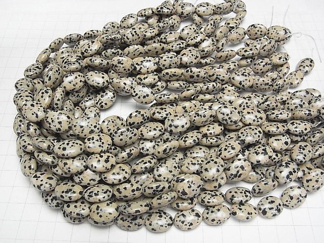 Dalmatiner-Jaspis Oval 16x12mm halb oder 1Strang Perlen (ca. 15 Zoll/37 cm)