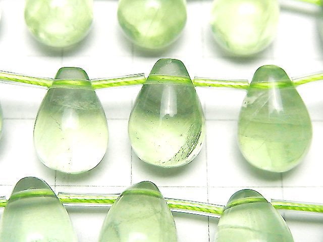 Green Fluorite AAA- Drop (Smooth) 14x10mm 1strand beads (aprx.6inch/16cm)