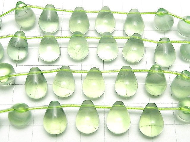 Grüner Fluorit AAA- Tropfen (glatt) 14x10mm 1Strang Perlen (ca. 6 Zoll/16 cm)