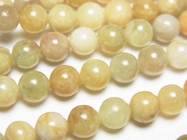 Heliodor-Green Beryl Round 6.5mm 1strand beads (aprx.15inch/36cm)