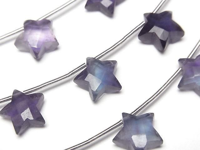 多色螢石 AAA刻面星形 10x10mm 半串或1串珠子 (6顆)