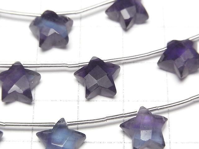 多色螢石 AAA刻面星形 10x10mm 半串或1串珠子 (6顆)