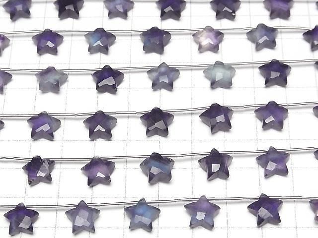 多色螢石 AAA刻面星形 10x10mm 半串或1串珠子 (6顆)