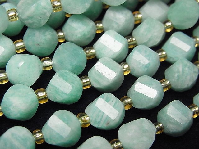 High Quality! Amazonite AA Twist x Multiple Facets 8x7x7mm half or 1strand beads (aprx.15inch/37cm)