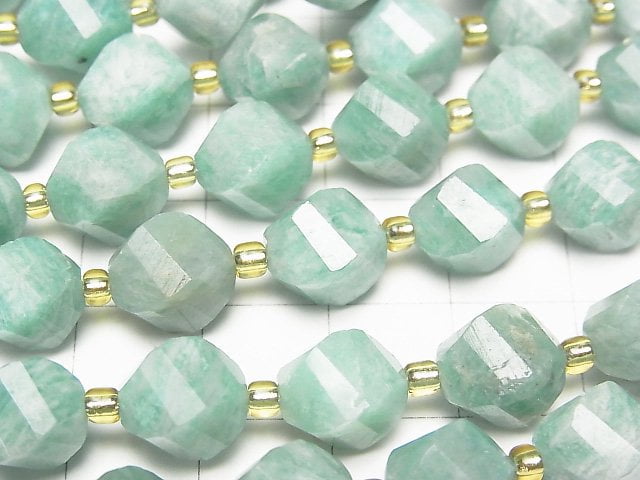 High Quality! Amazonite AA Twist x Multiple Facets 10x8x8mm half or 1strand beads (aprx.15inch/37cm)