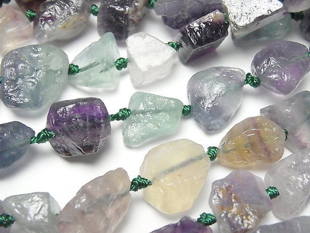 Multicolor Fluorite AA Rough Rock Nugget 1strand beads (aprx.16inch/39cm)