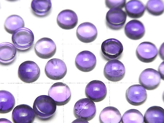 High Quality Amethyst AA++ Round Cabochon 5x5mm 5pcs