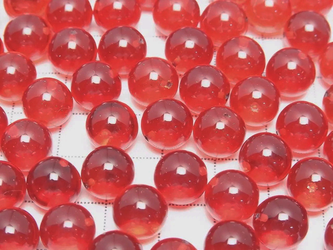 Perles rondes rouge ambre, trou à moitié percé, 10 mm, 2 pièces