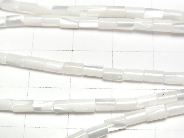 Mother of Pearl MOP White Tube 5x3x3mm 1strand beads (aprx.15inch/38cm)