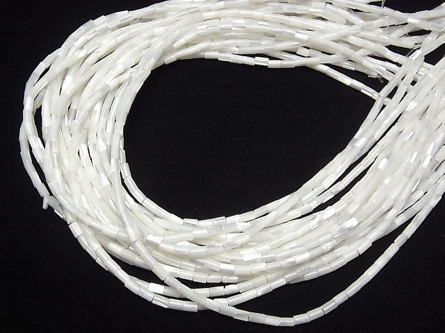 Perlmutt MOP weiße Röhre 5x3x3mm 1 Strang Perlen (ca. 15 Zoll/38 cm)