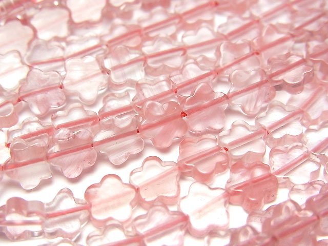 Cherry Quartz Glass Flower Motif 6x6mm 1strand beads (aprx.14inch/35cm)