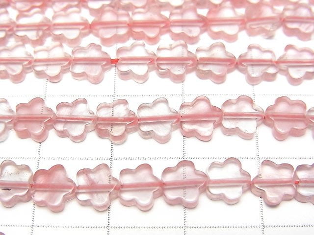 Cherry Quartz Glass Flower Motif 6x6mm 1strand beads (aprx.14inch/35cm)