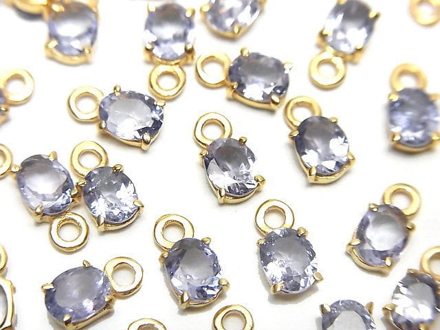 High Quality Tanzanite AAA- Bezel Setting Oval Faceted 5x4mm 18KGP 1pc