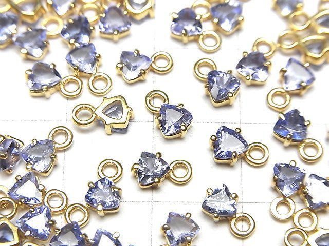 High Quality Tanzanite AAA Bezel Setting Triangle Faceted 4x4mm 18KGP 1pc