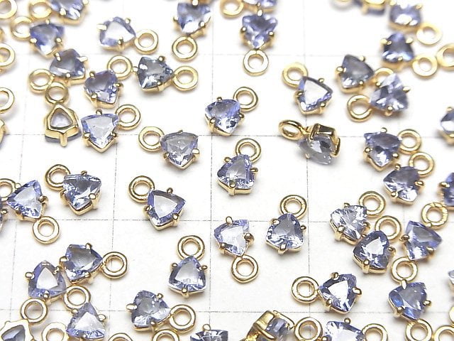 High Quality Tanzanite AAA Bezel Setting Triangle Faceted 4x4mm 18KGP 1pc
