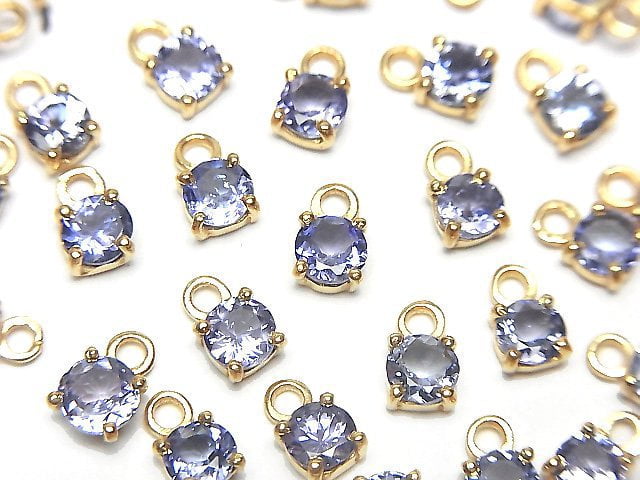 High Quality Tanzanite AAA Bezel Setting Round Faceted 4x4mm 18KGP 1pc